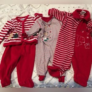 Christmas infant bundle- 3 holiday outfits for 3-6 months olds.  12-18lbs. EUC